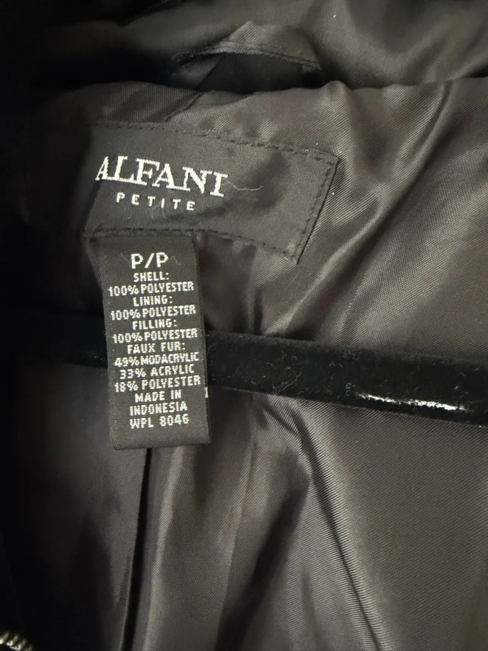 Alfani Petite Black Faux-Fur Trim Puffer Coat - Picture 2 of 5